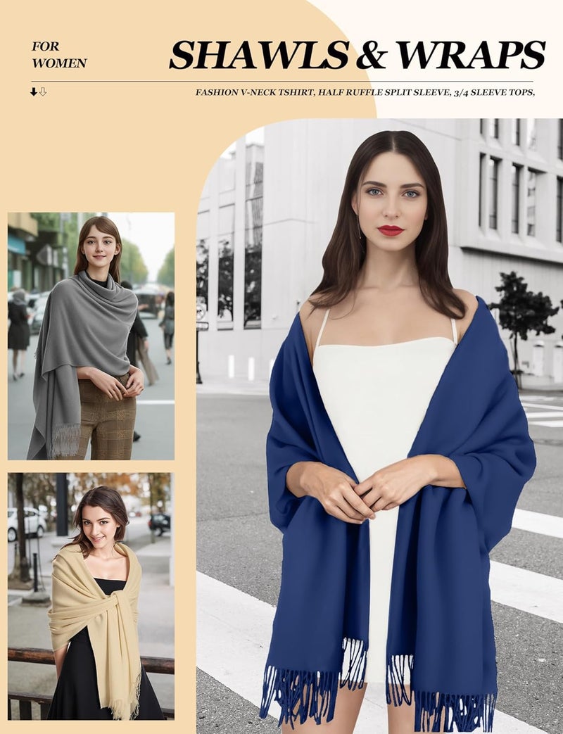 AURUZA Shawls and Wraps for Evening Dresses, Soft Pashmina Shawls for Women, Pashmina Shawls for Wedding Party - Image 3